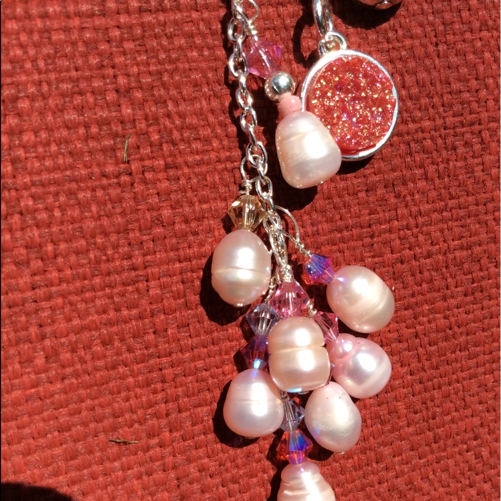 Boutique: Bling necklace, freshwater pearls, pink - Picture 3 of 9
